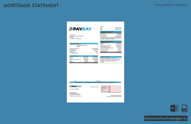 Beispiel eines Hypothekenauszugs der UAB PayRay Bank Litauen (Word- und PDF-Datei)